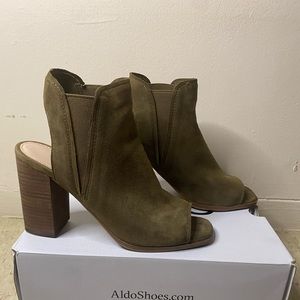 Olive Green Peep Toe Booties